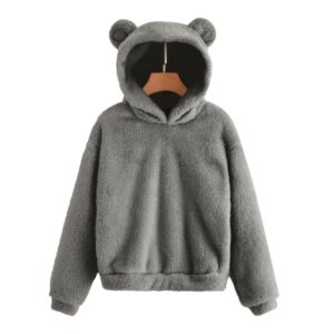 Women’s Plush Hoodie with Rabbit Ear Hood – Winter Style