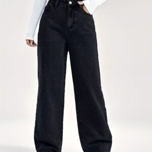 Women’s Wide Leg High Waist Jeans – Straight Cut Denim