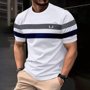 Men’s 3D Colorful Striped T-Shirt – Short Sleeve