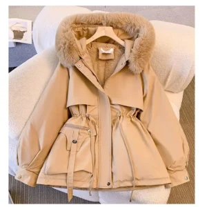 Women’s Winter Hooded Down Coat – Detachable Hood, Loose Fit