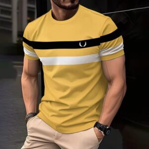 Men’s 3D Colorful Striped T-Shirt – Short Sleeve